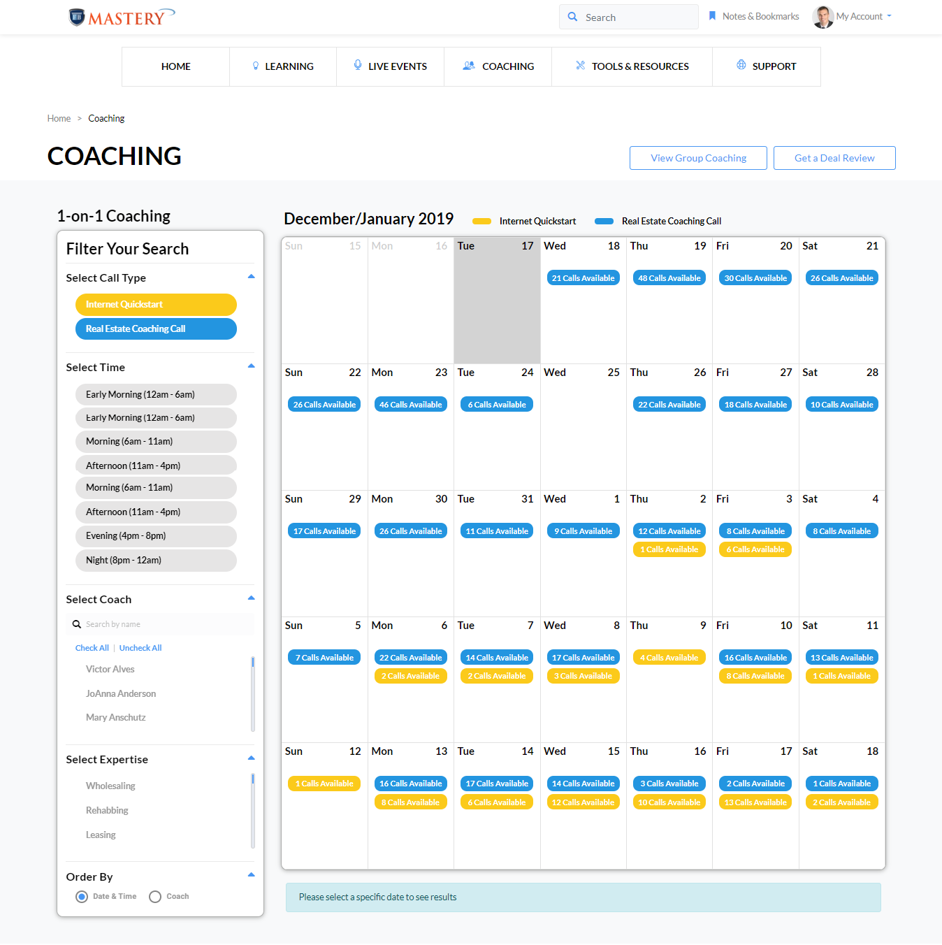 How do I book a coaching call? FortuneBuilders LMS Knowledge Base